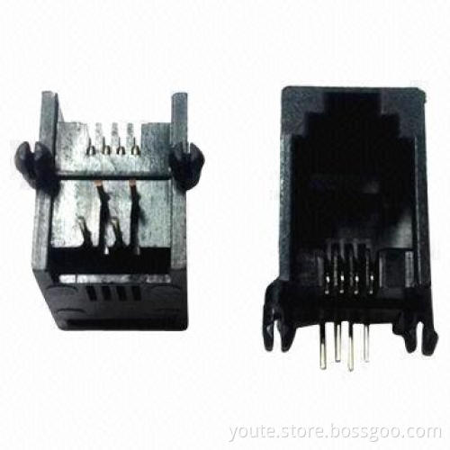 RJ11 Modular Plugs, 4P4C Black Fu with 120V AC Voltage Rating and 1.5A Current Rating